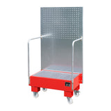 BAUER Südlohn Fahrbare Auffangwanne mit Lochplattenwand Typ LPW 60-2 RAL 3000 Feuerrot - Art.-Nr. 4447-56-0000-2