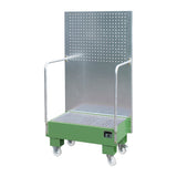 BAUER Südlohn Fahrbare Auffangwanne mit Lochplattenwand Typ LPW 60-2 RAL 6011 Resedagrün - Art.-Nr. 4447-56-0000-4