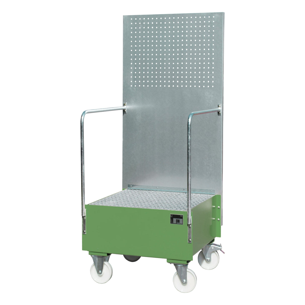 BAUER Südlohn Fahrbare Auffangwanne mit Lochplattenwand Typ LPW 200-1 RAL 6011 Resedagrün - Art.-Nr. 4447-58-0000-4