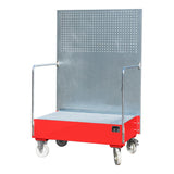 BAUER Südlohn Fahrbare Auffangwanne mit Lochplattenwand Typ LPW 200-2 RAL 3000 Feuerrot - Art.-Nr. 4447-59-0000-2