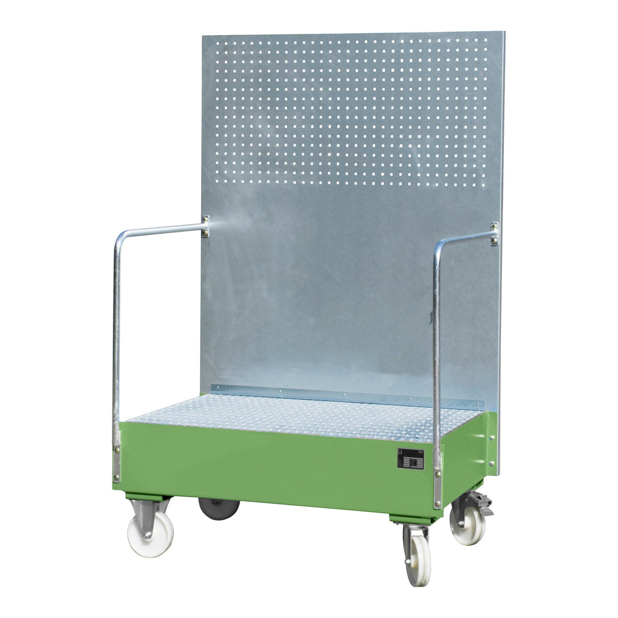 BAUER Südlohn Fahrbare Auffangwanne mit Lochplattenwand Typ LPW 200-2 RAL 6011 Resedagrün - Art.-Nr. 4447-59-0000-4