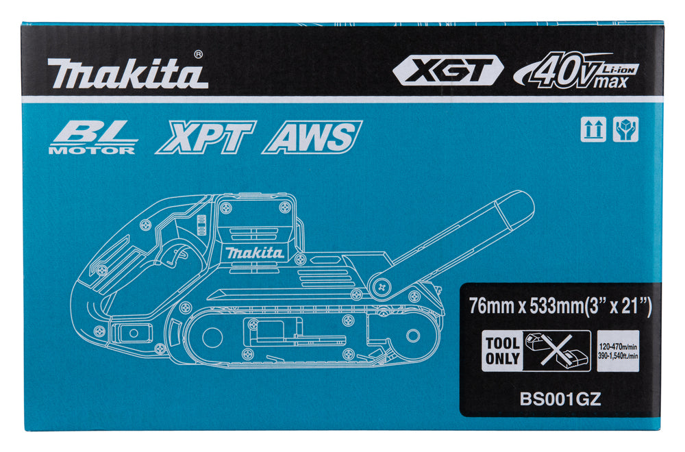 Makita Akku-Bandschleifer | 40V max. Power & AWS-Staubabsaugung - BS001GZ