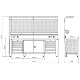 Bullram TOOLBOX4YOU 250cm Profi Werkbank mit Schubladen und Rückwand WBG02 - 2500x730x2050mm