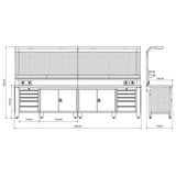 Bullram TOOLBOX4YOU Profi Werkbank mit Schubladen und Rückwand WBG04 - 3560x700x1995mm