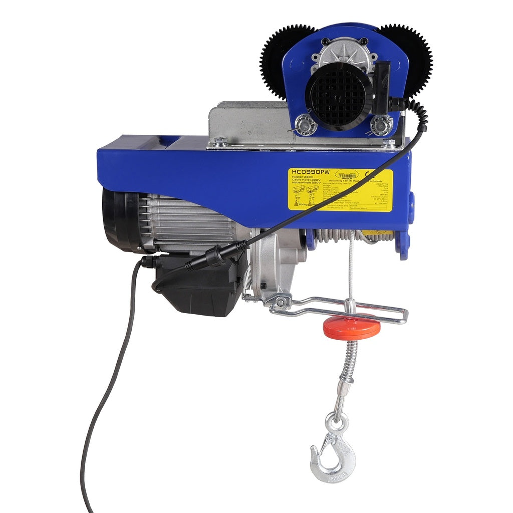 TORSO Elektrischer Seilzug mit Funkfernbedienung – Kraftvoll & Vielseitig 500 / 999 kg 230V - Elektrische Seilwinde HC0990PW