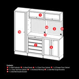 BUNKER 1960mm Modulare Werkstatteinrichtung Werkbank mit Hartholz-Arbeitsplatte - 11-teilig - D04488