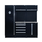 BUNKER 196cm Modulare Werkstatteinrichtung Werkbank mit Edelstahl-Arbeitsplatte - 11-teilig - D04503