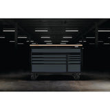 BUNKER Profi Werkbank mit Schubladen 56 Zoll, 155 cm - Grau - 56 Zoll, 155 cm - Werkbank mit Rollen - 10 Schubladen - D08227