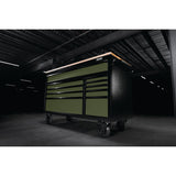 BUNKER Profi Werkbank mit Rollen 56 Zoll, 155 cm - Blau - Werkbank mit Schubladen - 10 Schubladen - D08236