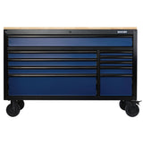 BUNKER Profi Werkbank 56 Zoll, 155 cm - Blau - Werkbank mit Schubladen - 10 - Werkbank mit Rollen - D08237