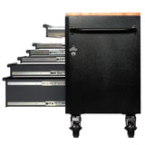 BUNKER Profi Werkbank 61 Zoll (155 cm) Grau - Werkbank mit Rollen - Werkbank mit Schubladen 15 - D08238