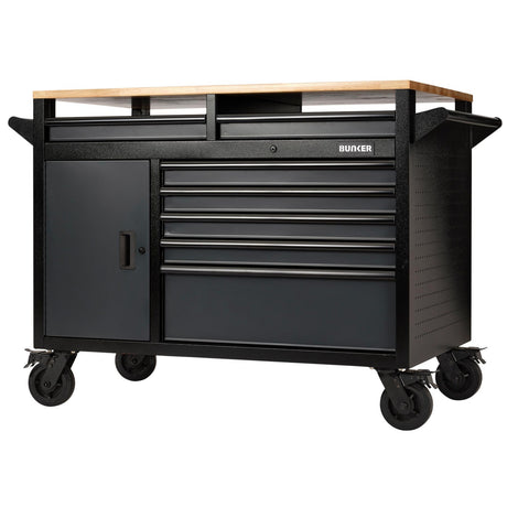 BUNKER Profi Werkbank mit Rollen 48 Zoll (122 cm) Grau - Multifunktionaler Werkbank mit Schubladen - D08251