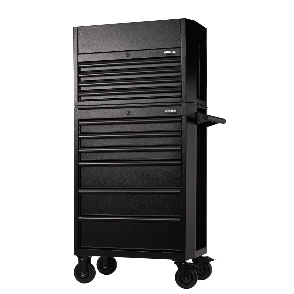 BUNKER Werkzeugwagen mit Topcase, 10 Soft-Close-Schubladen, 660mm, schwarz D24247