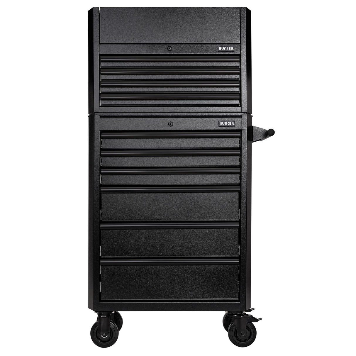BUNKER Werkzeugwagen mit Topcase, 10 Soft-Close-Schubladen, 660mm, schwarz D24247