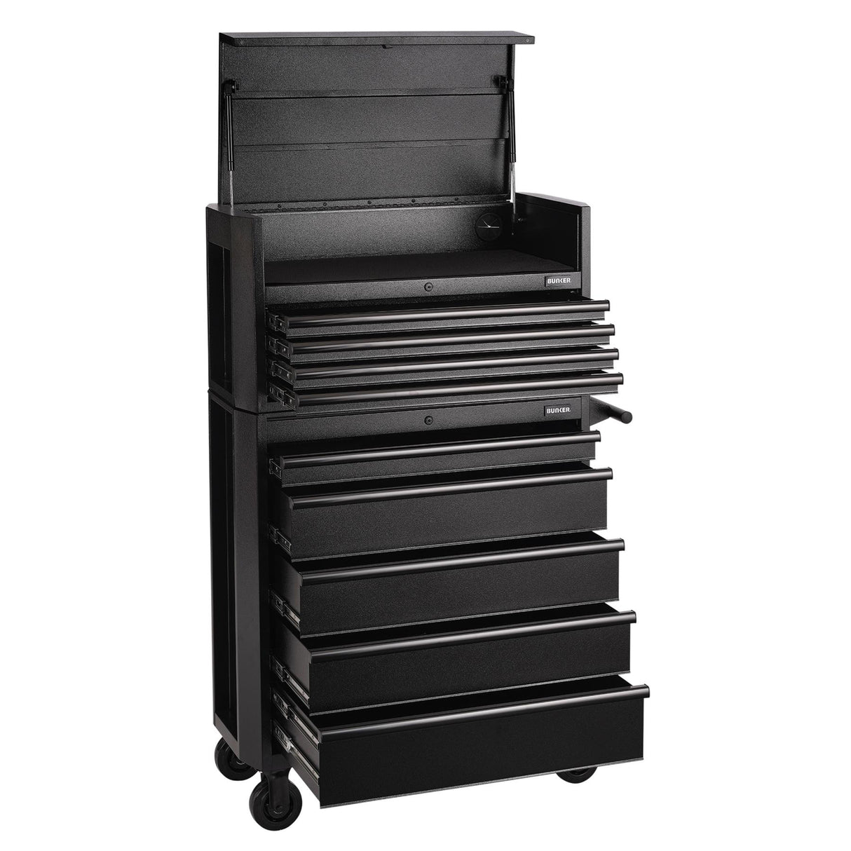 BUNKER Werkzeugwagen mit Topcase, 9 Soft-Close-Schubladen, 92cm, schwarz D24248