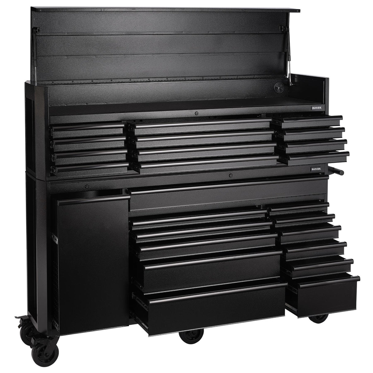 BUNKER Werkzeugwagen mit Topcase, 25 Soft-Close-Schubladen, 183cm, schwarz D24253