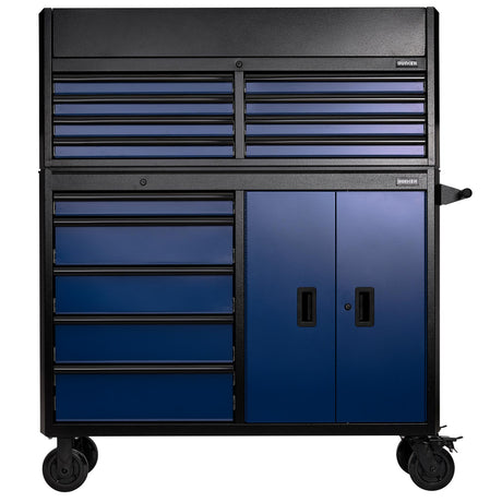 BUNKER Werkzeugwagen mit Topcase, 13 Soft-Close-Schubladen, 131cm, blau D24254