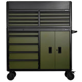 BUNKER Werkzeugwagen mit Topcase, 13 Soft-Close-Schubladen, 131cm, grün D24255