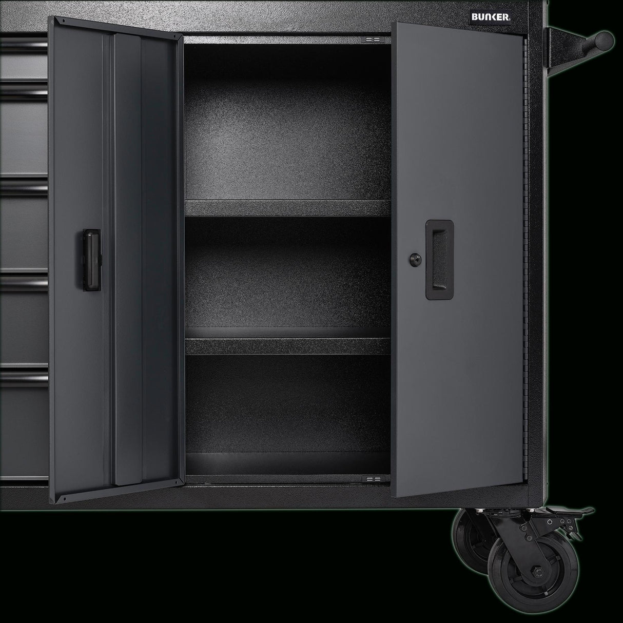 BUNKER Werkzeugwagen mit Topcase, 13 Soft-Close-Schubladen, 131cm, grau D24256