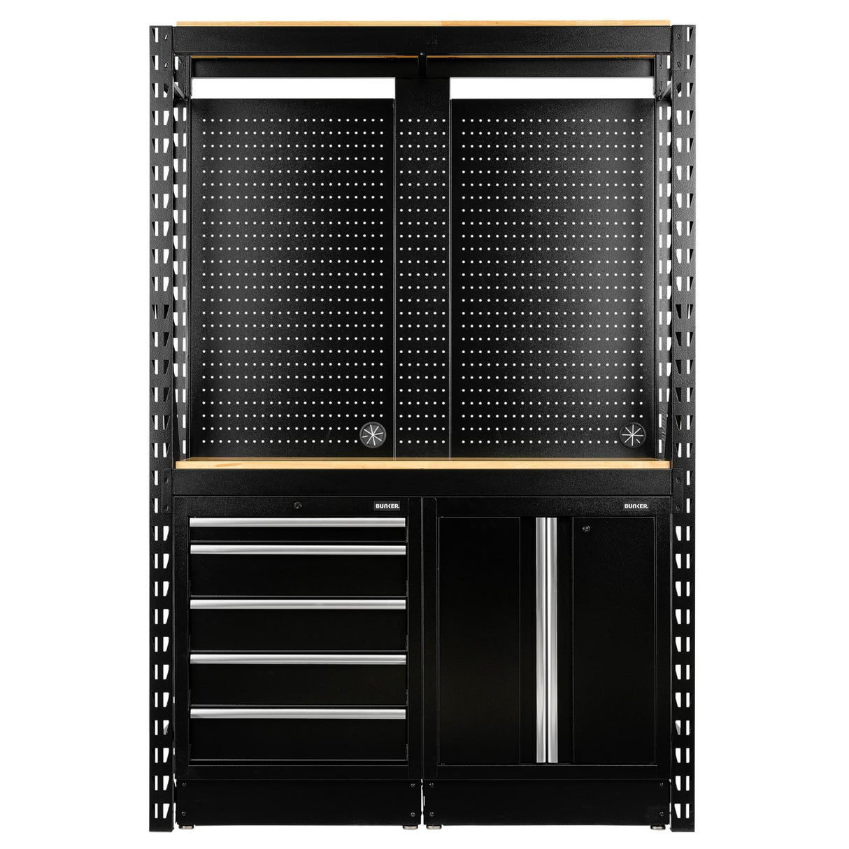 BUNKER Modular Regalsystem Combo Werkstatteinrichtung Regal Werkbank mit Hartholz-Arbeitsplatte - 15-teilig - D27912