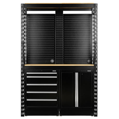 BUNKER Modular Regalsystem Combo Werkstatteinrichtung Regal Werkbank mit Hartholz-Arbeitsplatte - 15-teilig - D27912