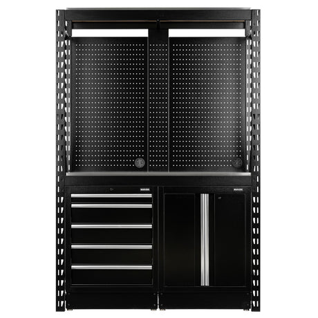 BUNKER Modular Regalsystem Combo Werkstatteinrichtung Regal Werkbank mit Edelstahl-Arbeitsplatte - 15-teilig - D27972