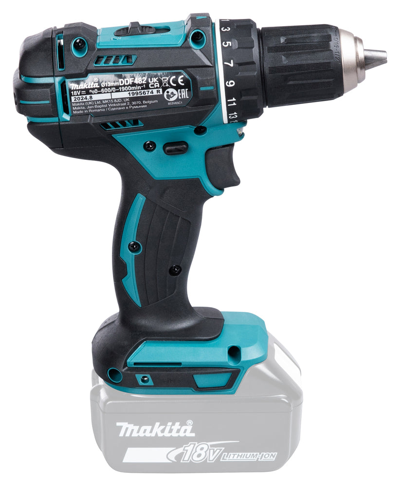 Makita Akku-Bohrschrauber 18V | 21 Drehmomentstufen, Vollmetall-Getriebe & XPT - DDF482Z