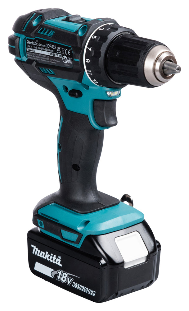 Makita Akku-Bohrschrauber 18V | 21 Drehmomentstufen, Vollmetall-Getriebe & XPT-Schutz - DDF482RFJ