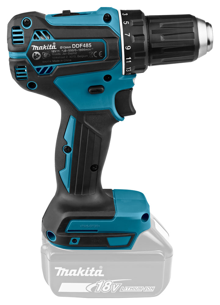 Makita Akku-Bohrschrauber 18V | Brushless, 21 Drehmomentstufen & Vollmetall-Getriebe - DDF485Z