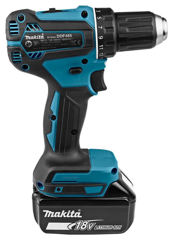 Makita Akku-Bohrschrauber 18V | Brushless, 2-Gang-Vollmetall-Getriebe & LED - DDF485RFJ