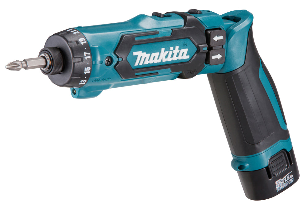 Makita Akku-Knickschrauber 7,2V | kompakt, leicht & präzise mit 21 Drehmomentstufen - DF012DSE