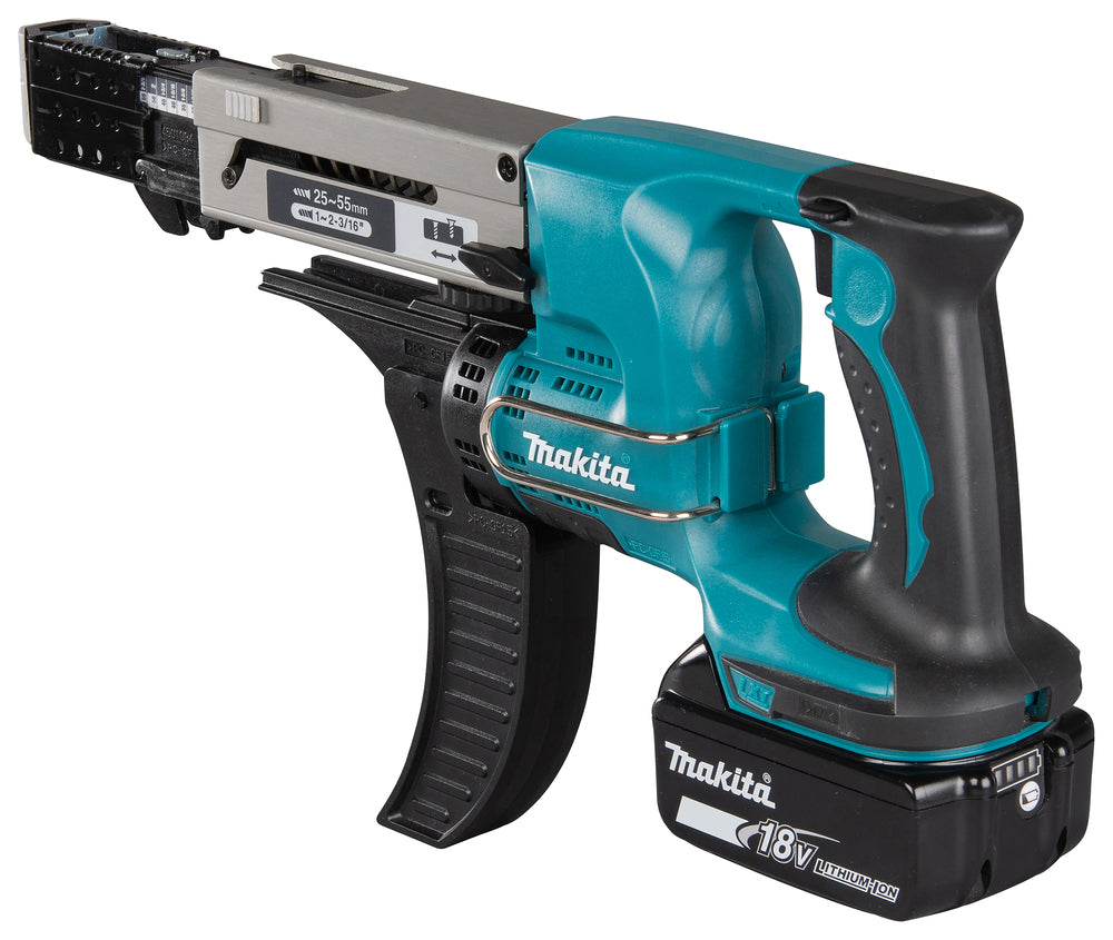 Makita Akku-Magazinschrauber 18V | für gegurtete Schrauben 25–55 mm, staubgeschützt & kompakt - DFR550RTJ