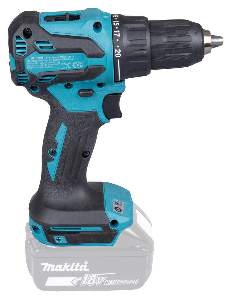 Makita Akku-Schlagbohrschrauber – 18V, 65 Nm Drehmoment, mit 2-Gang-Vollmetallgetriebe - DHP490Z