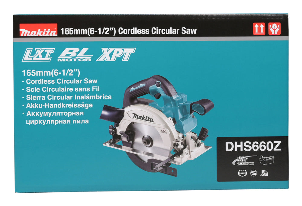 Makita Akku-Handkreissäge 165 mm – 57 mm Schnitttiefe, ADT & LED - DHS660Z
