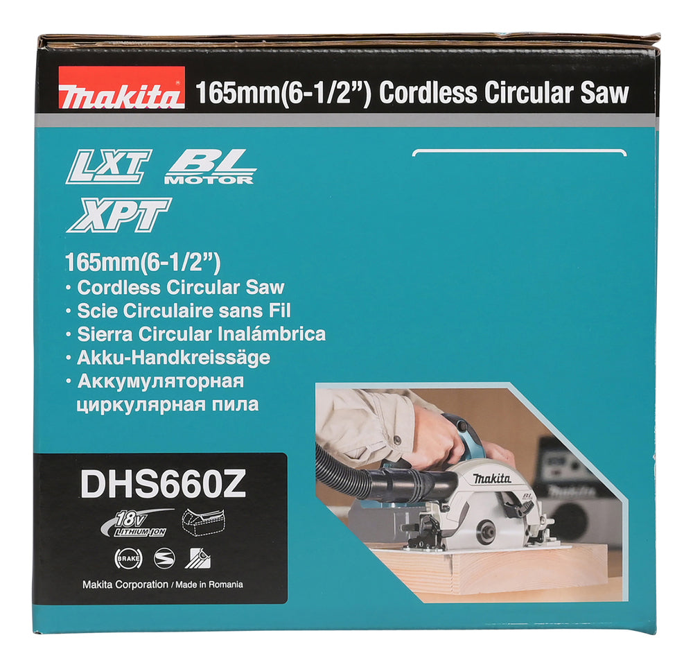 Makita Akku-Handkreissäge 165 mm – 57 mm Schnitttiefe, ADT & LED - DHS660Z