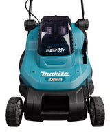 Makita Akku-Rasenmäher 2x18 V mit Kunststoffdeck und 43 cm Schnittbreite - DLM432Z