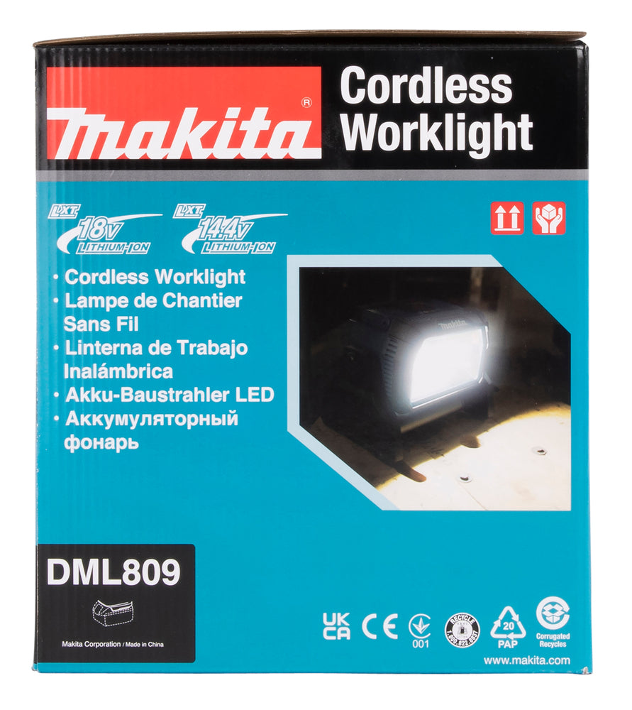 Makita LED-Akku-Baustrahler 18V | 2.000–10.000 lm, Hybridbetrieb & Doppel-Akku-Slot - DEADML809
