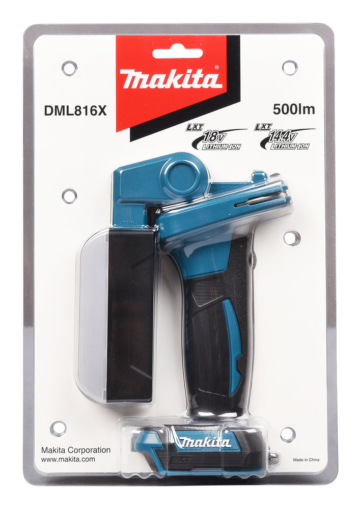 Makita LED-Akku-Arbeitsleuchte – 3 Helligkeitsstufen, drehbarer Kopf & Diffusor - DML816X
