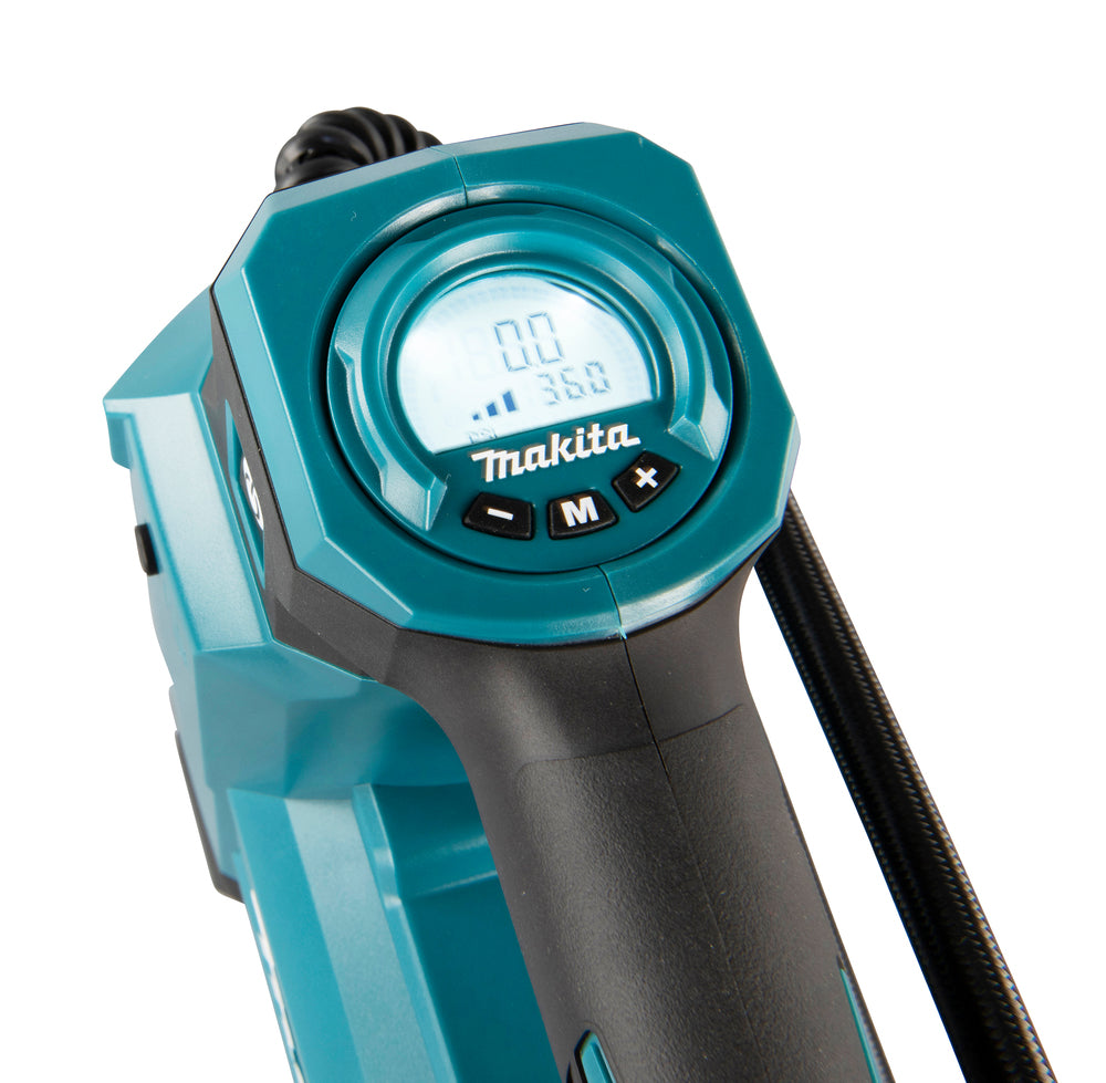 Makita Akku-Kompressor – 3 Stufen, Digitaldisplay, Auto-Stopp, inkl. Ventiladapter - DMP181Z