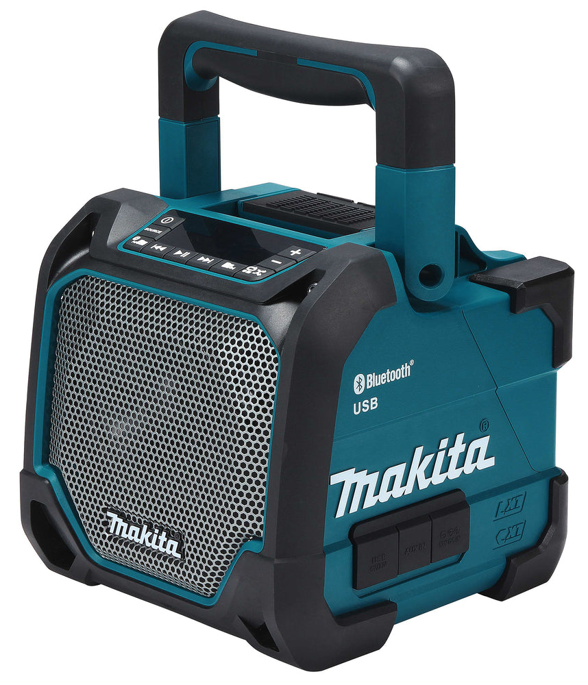 Makita Bluetooth-Lautsprecher – IP64, Display, Akku-/Netzbetrieb, USB & AUX - DMR202