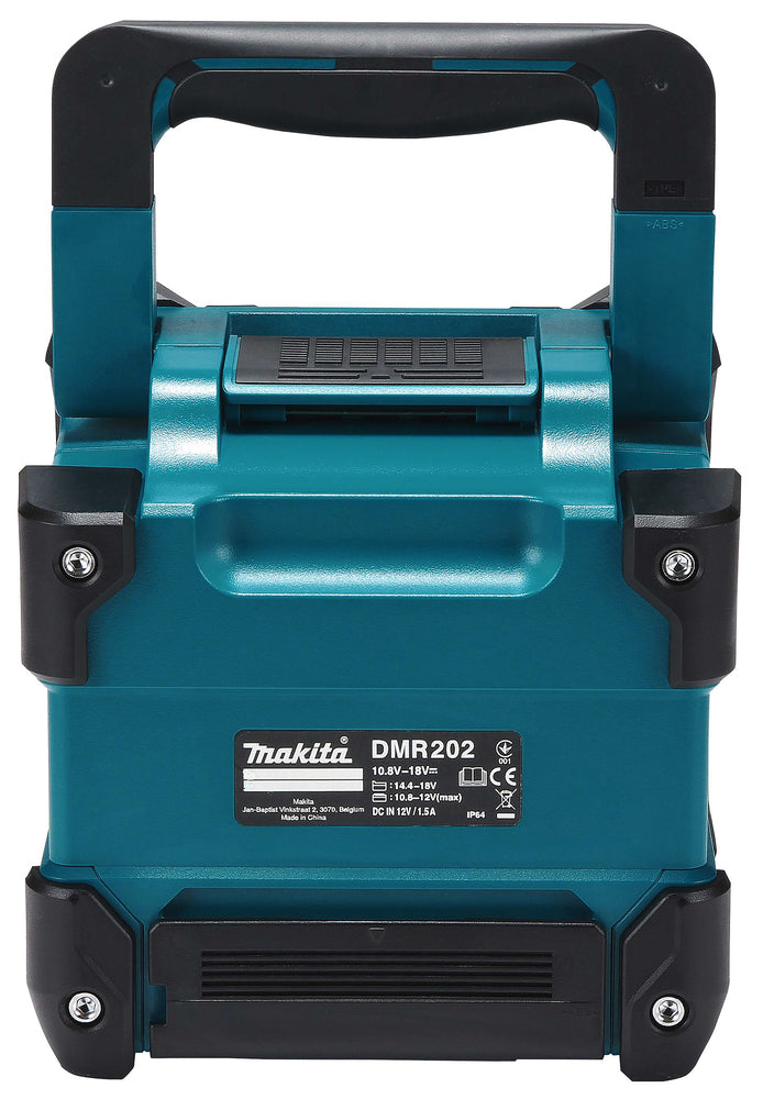 Makita Bluetooth-Lautsprecher – IP64, Display, Akku-/Netzbetrieb, USB & AUX - DMR202