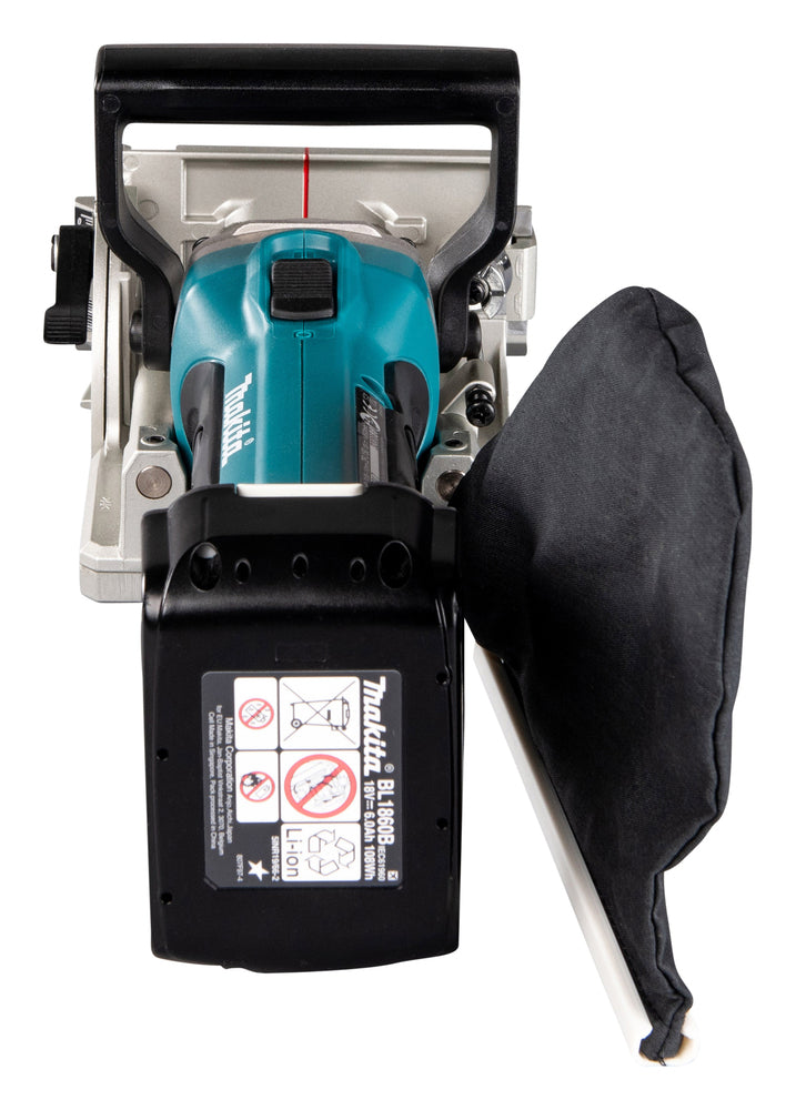 Makita Akku-Nutfräse – 100 mm Fräser, 20 mm Schnittleistung, Tiefeneinstellung & Staubsack - DPJ180RTJ