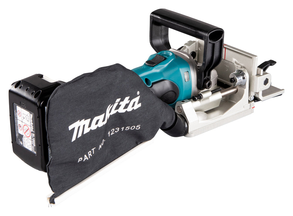Makita Akku-Nutfräse – 100 mm Fräser, 20 mm Schnittleistung, Tiefeneinstellung & Staubsack - DPJ180RTJ