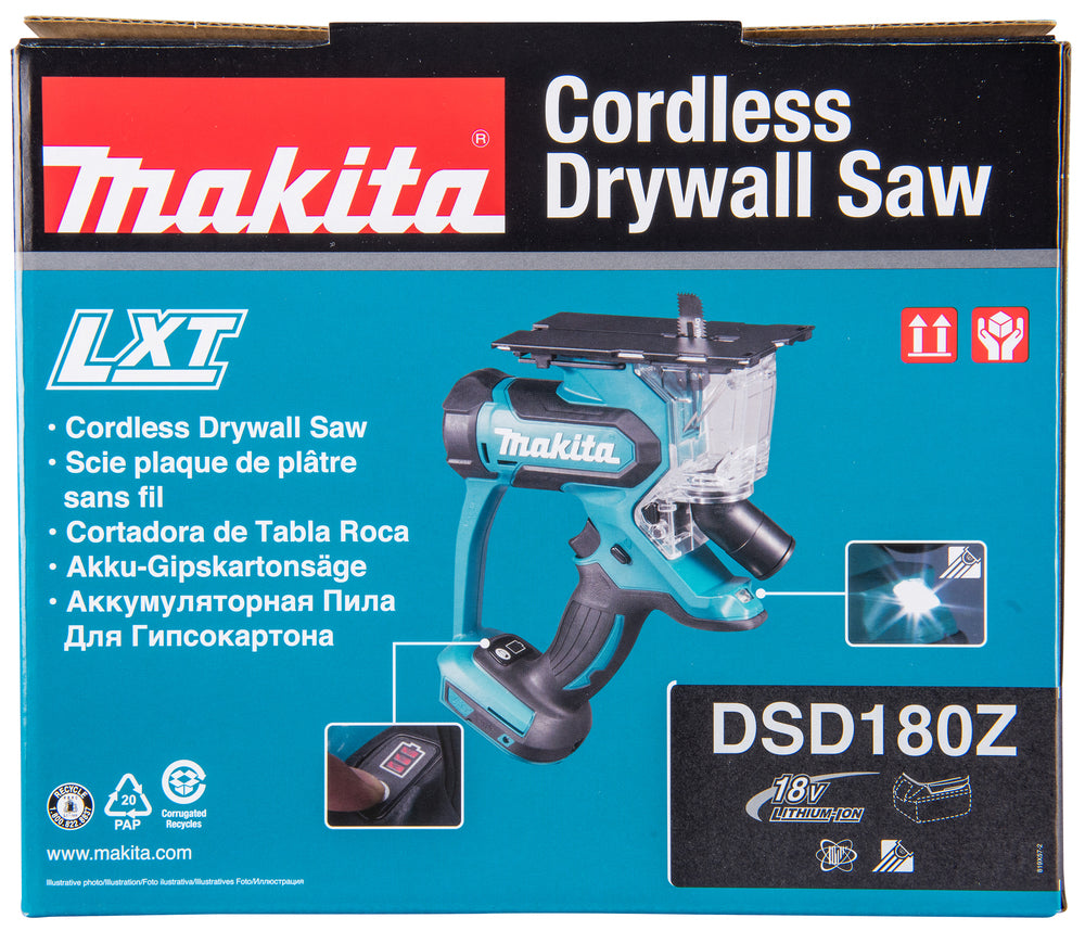 Makita Akku-Trockenbausäge – präzise 1–15 mm Schnitttiefe & Staubabsaugung - DSD180Z