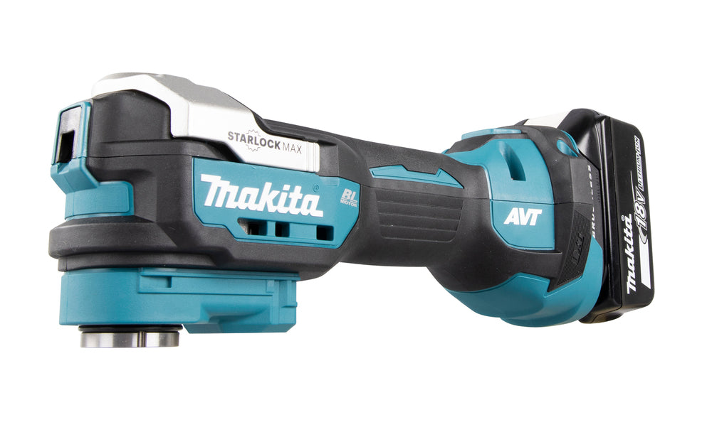 Makita Akku-Multifunktionswerkzeug – AVT Antivibration, LED-Licht & 12-stufige Winkeleinstellung - DTM52T1JX2