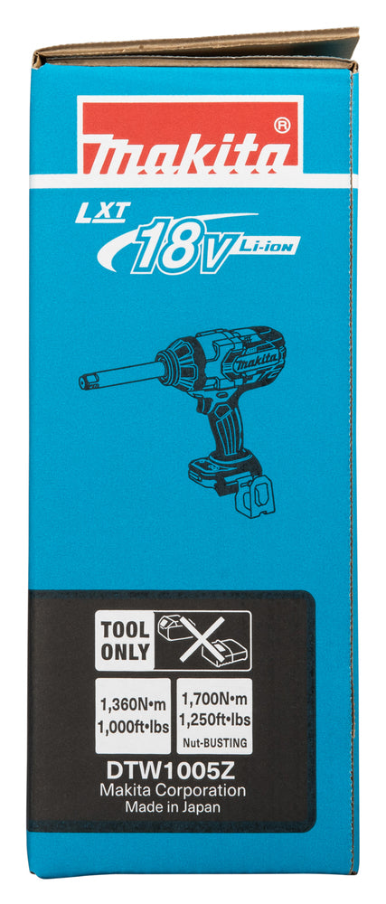 Makita Akku-Schlagschrauber DTW1005 – 18V LXT, 3/4" Langschaft, 1.360 Nm & Auto-Stopp - DTW1005Z