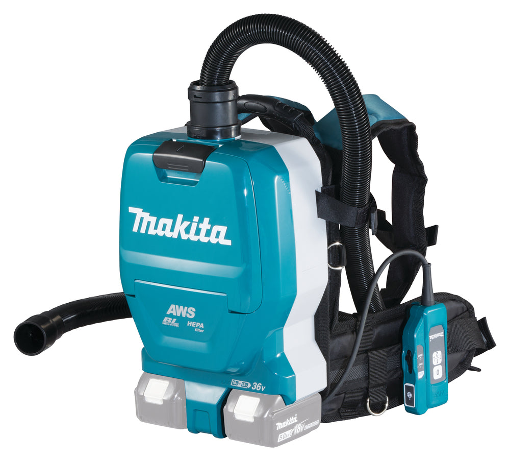 Makita Akku-Rucksackstaubsauger 2x18V – mit AWS, HEPA-Filter & LED-Arbeitslicht - DVC265ZXU