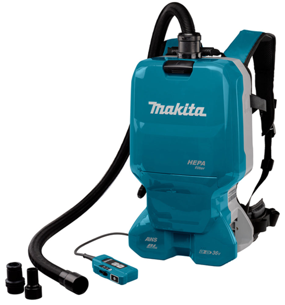 Makita Akku-Rucksackstaubsauger 2x18V – mit AWS, HEPA-Filter & bürstenlosem Motor - DVC665ZU