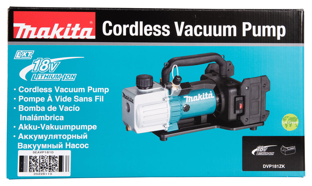 Makita Akku-Vakuumpumpe – 18V, Doppelstufenkompressor, 113 l/min - DVP181ZK