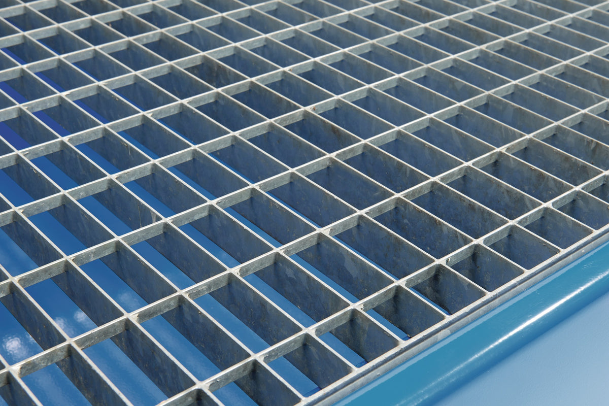 TECWERK Auffangwanne 215 l Stahlblech mit Gitterrost – 1200 x 800 x 360 mm, für 2 x 200-l-Fässer